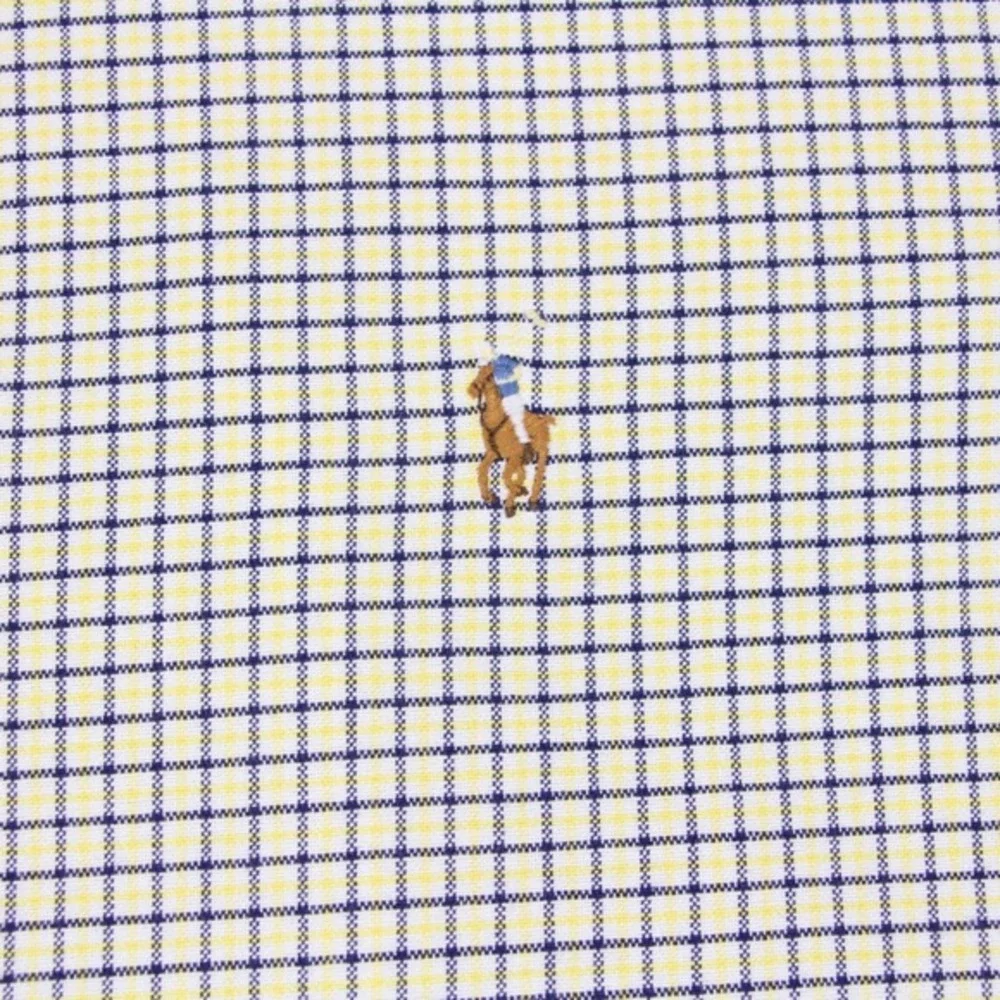 Polo Ralph Lauren Mens L Yellow Custom Fit Shirt‎ Plaid Polo Flesh Pony